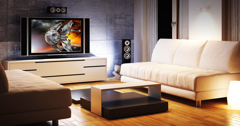 Home entertainment system featuring audio and video components