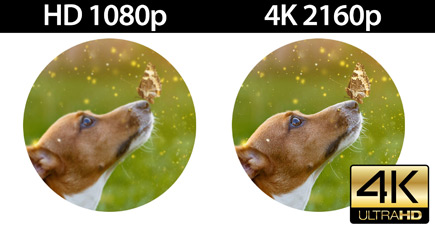 Two images HD 1080p and 4K 2160p