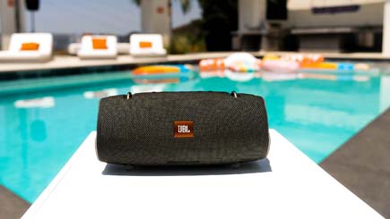 JBL Xtreme s speaker on a diving board