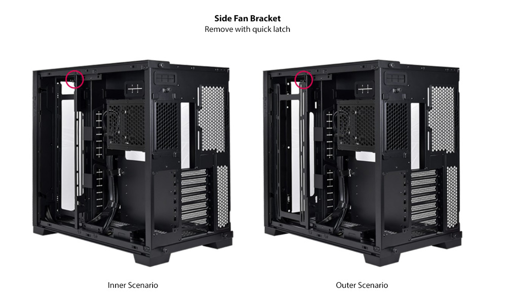 Side fan bracket - remove the quick latch