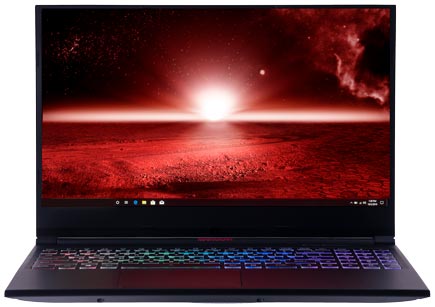 MainGear Vector Gaming Laptop with view of Mars landscape on the display 