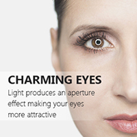 Charming eyes. Light produces an aperture effect making your eyes more attractive.