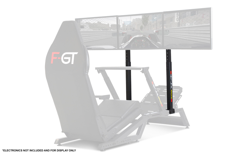 The Next Level Racing F-GT Monitor Stand with a three monitors attached
