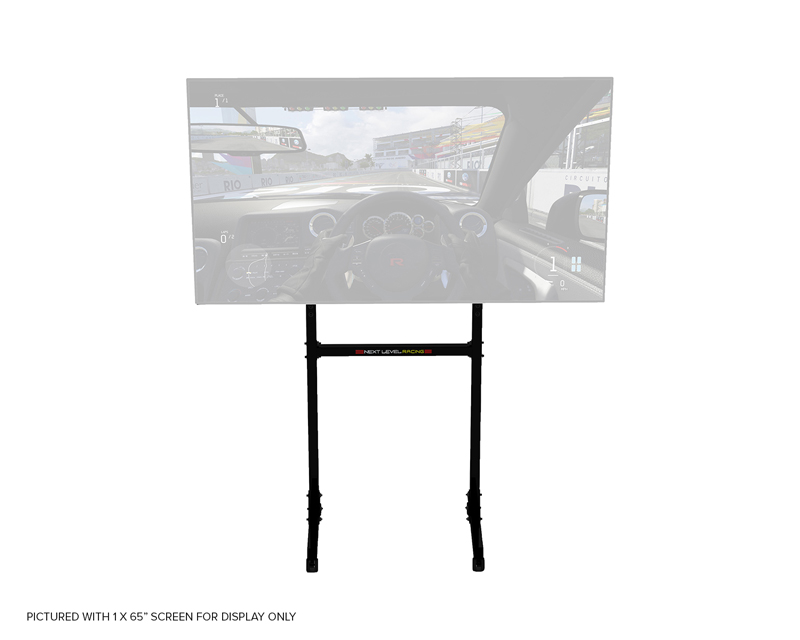 Driver view of the Next Level Racing Free Standing Single Monitor Stand with simulated monitor overlay