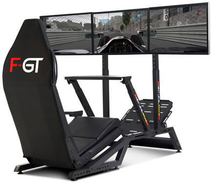 F-GT Formula and GT Simulator with monitor stand monitor with racing scene