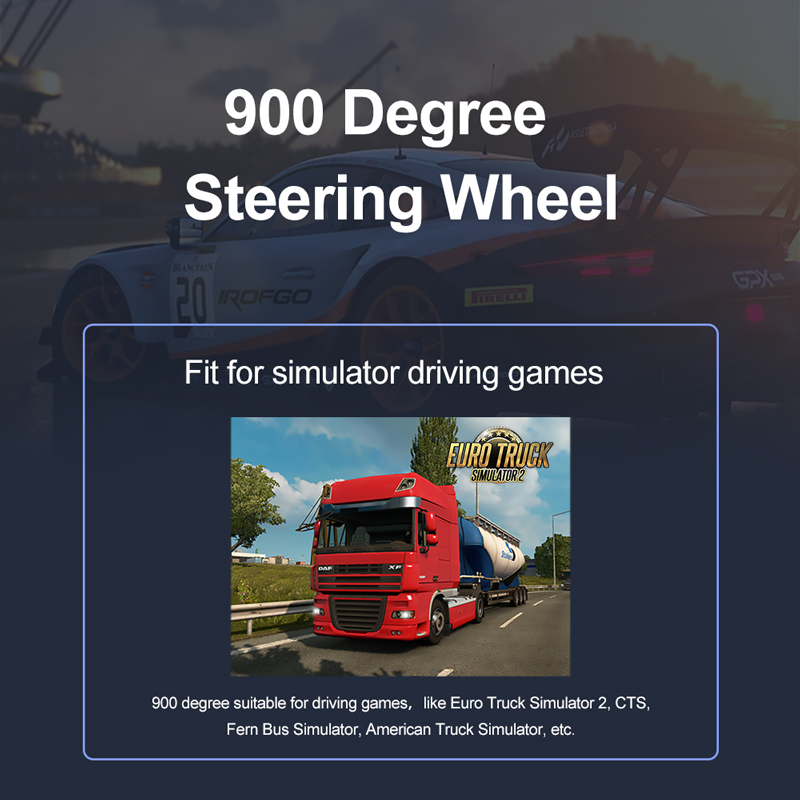 900 degree steering wheel fit for simulator driving games like Euro Truck Sim 2, CTS, Fern Bus Sim, American Truck Sim, etc.