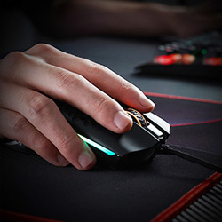 Redragon M808 RGB Storm Honeycomb Gaming Mouse in action.