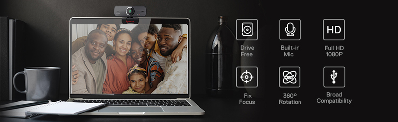 Drive free, built-in mic, full HD 1080P, fix focus, 360 degree rotation, broad compatibility.