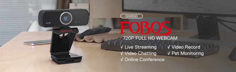 Redragon Redragon GW600 720P full HD webcam. Live streaming, video chatting, online conference, video record, pet monitoring