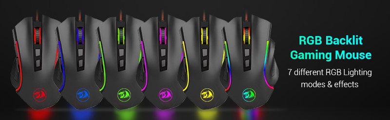 RGB backlit gaming mouse. 7 different RGB lighting modes and effects