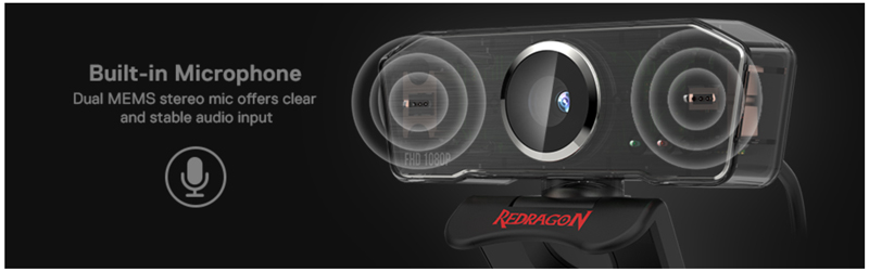 Cámara web para PC Redragon GW800 1080P con micrófono dual incorporado,  rotación de 360° - Cámara web para computadora USB 2.0 - 30 FPS para cursos  en línea, videoconferencia y transmisión : Precio Guatemala