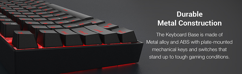 Durable Metal Construction. Base is made of metal alloy and ABS with plate-mounted keys that stand up to tough gaming.