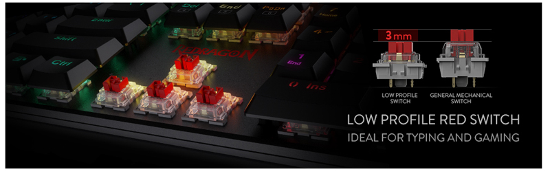 Low Profile Red Switch. Ideal for typing and gaming.