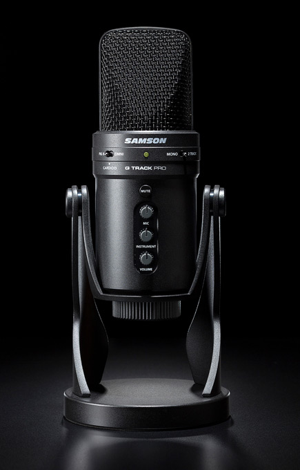 Samson G-Track Pro USB Condenser Microphone - Black; Multi-pattern:  Omnidirectional, Cardioid, Bidirectional; Audio Interface - Micro Center