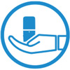 Icon depicting portable microphone in the palm of a hand