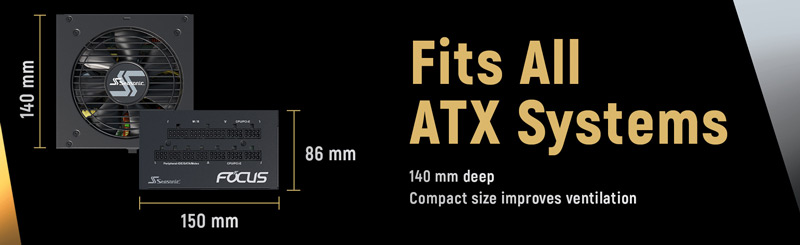 Fits All ATX Systems 140mm deep, 86mm high, 150mm across.
