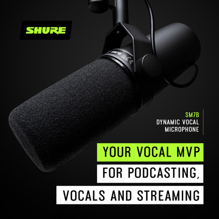 SM7B Dynamic vocal microphone. Your vocal MVP for podcasting, vocals, and streaming.