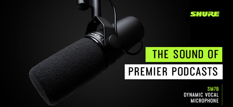 Shure The sound of premier podcasts. SM7B dynamic vocal microphone