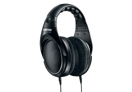 Close up vertical shot of the Shure SRH1440 Professional Open Back Headphones.