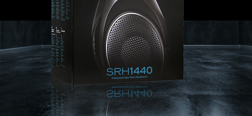 Close up box shot of the Shure SRH1440 Professional Open Back Headphones