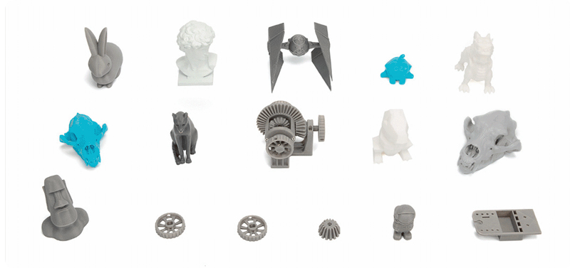 Examples of many printed 3D models