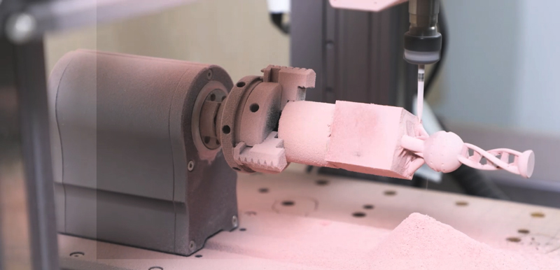 Action shot of hollow carving project