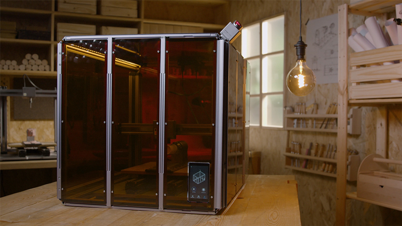 The Snapmaker 2.0 exterior with the Emergency Stop Button