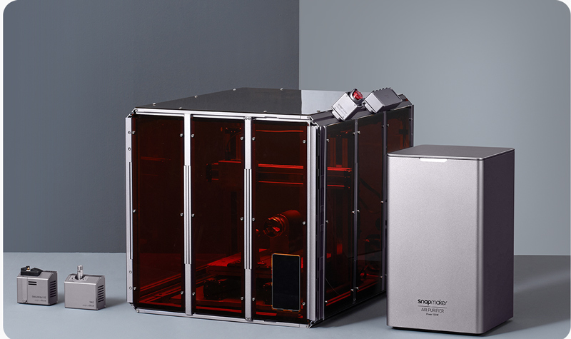 Closeup of the Snapmaker 2.0 Air Purifier and CAN Hub and enclosure