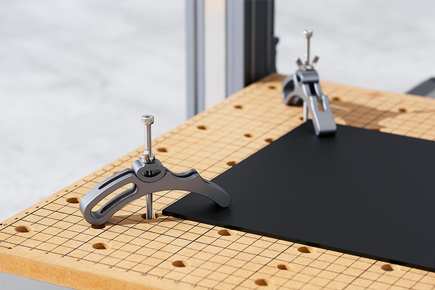 Closeup of the Snapmaker Custom MDF Platform and Clamp Sets