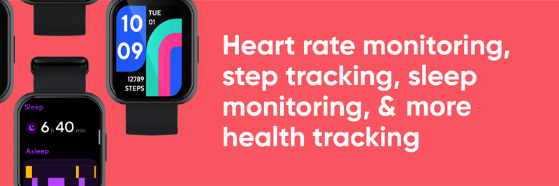 Wyze Watch showing different tracking options; heart rate, steps, sleep, and more health tracking.