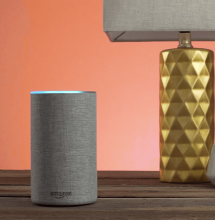 Image of Amazon speaker and a lamp