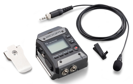 Zoom F1 Field Digital Recorder with LMF-1 Lavalier mic and package components