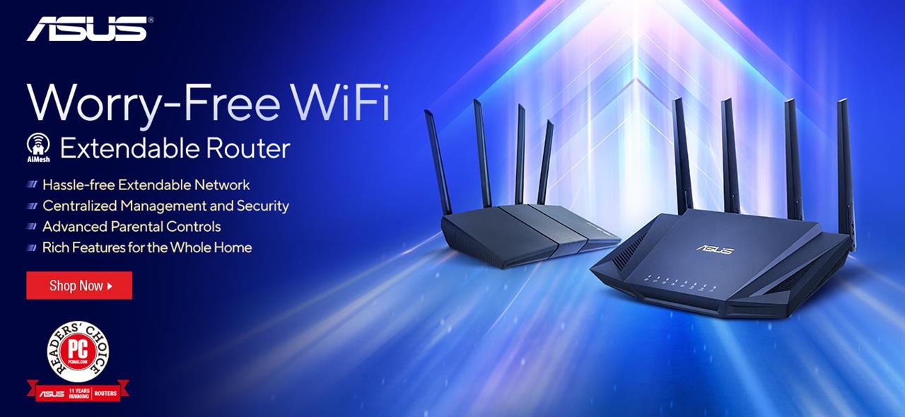 ASUS Worry Free WiFi. Extendable Router. Shop Now