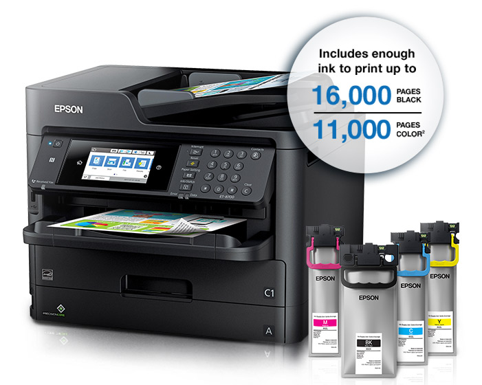Epson WorkForce Pro ET-8700 - Includes enough ink to print up to 16,000 pages black and 11,000 pages color