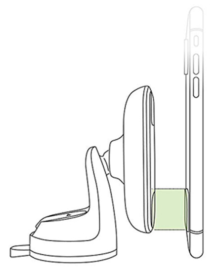 Phone diagram depicting positioning the matal plate on the mount head