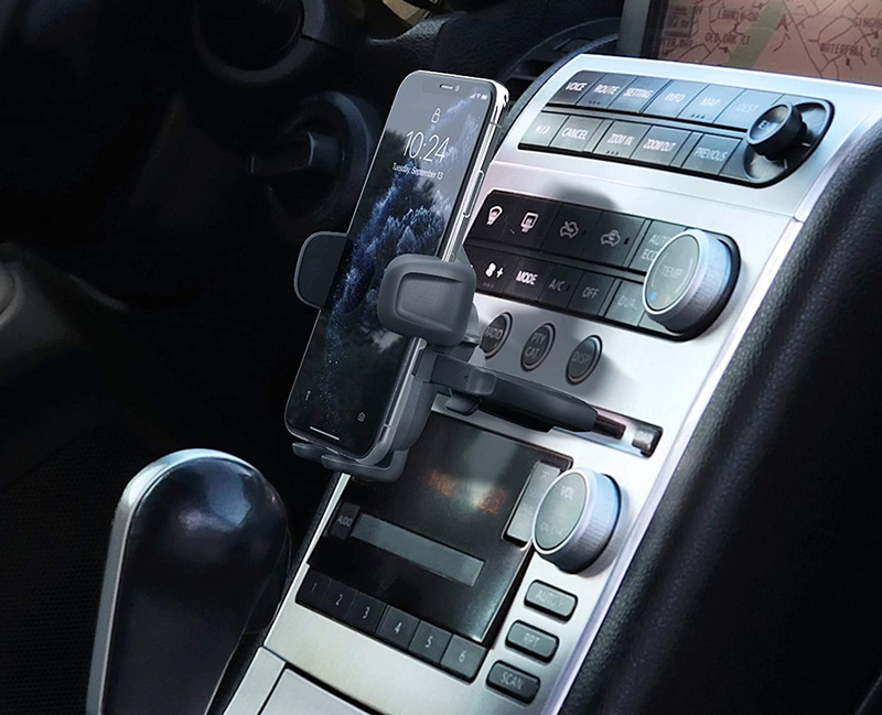  iOttie CD Slot Mount with phone mounted on a car dashboard