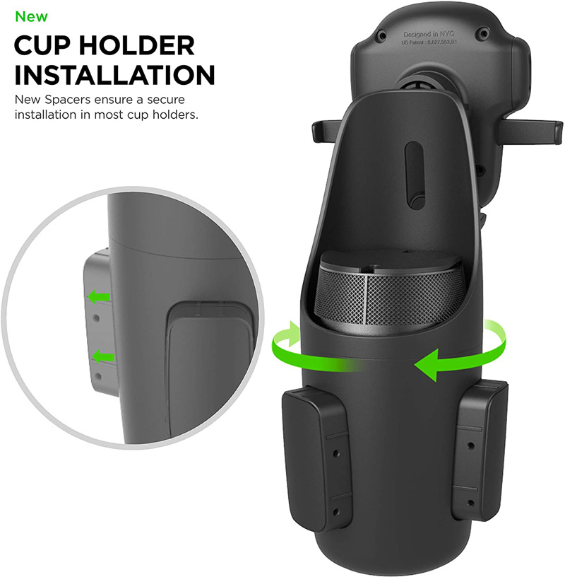 iOttie cup holder Mount. New cup holder installation. New spacers ensure a secure installation in most cup holders.