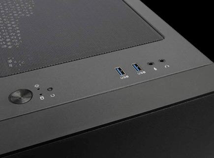 Closeup of the G228 Front and Top Panel Ports 