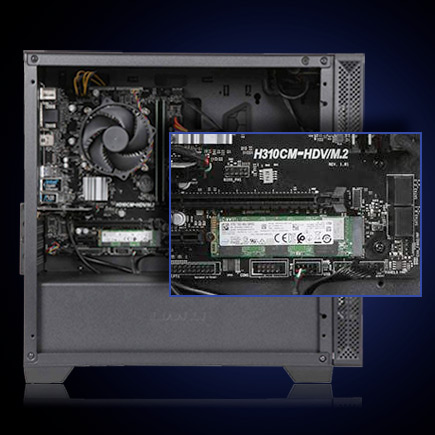 Closeup of the B731 case inside showing 16GB DDR4-2666 RAM