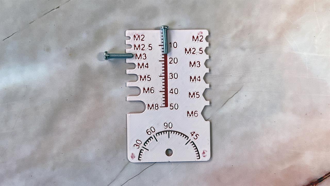 A 3D printed screw sizer.