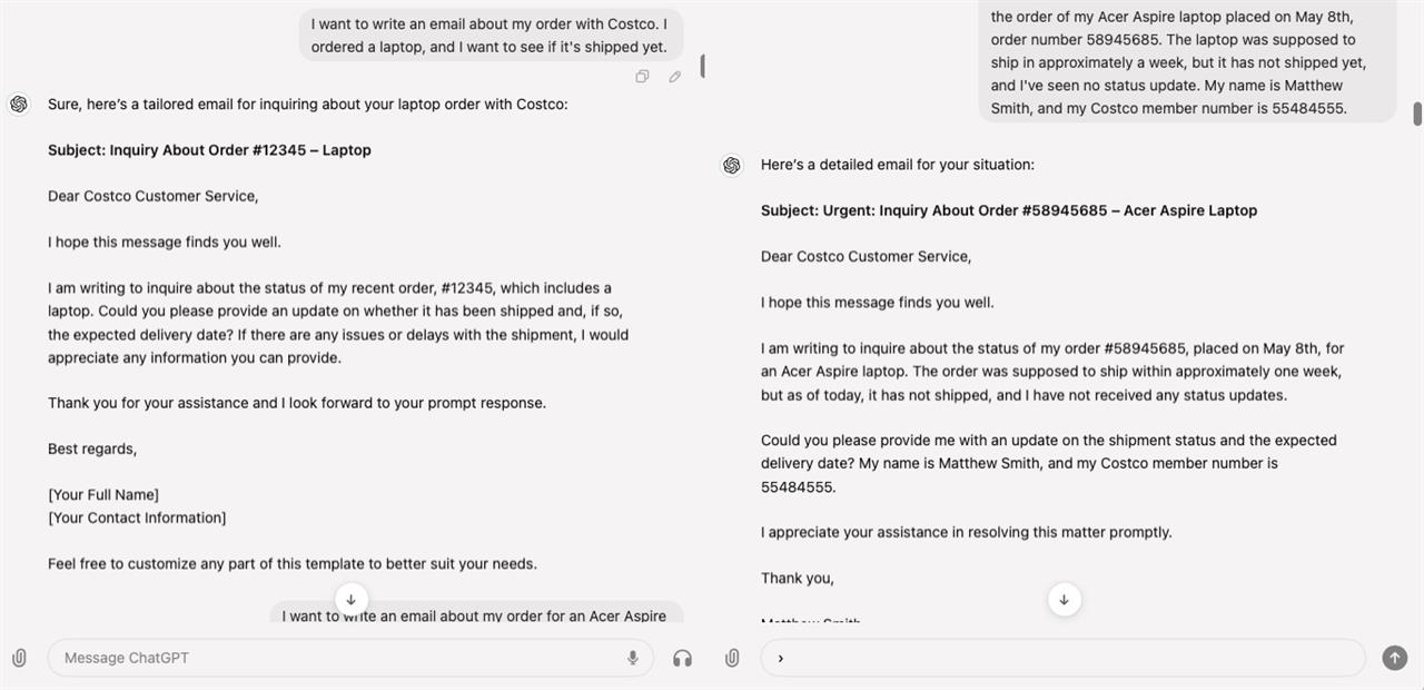A ChatGPT authored email
