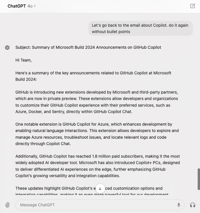 A ChatGPT authored email