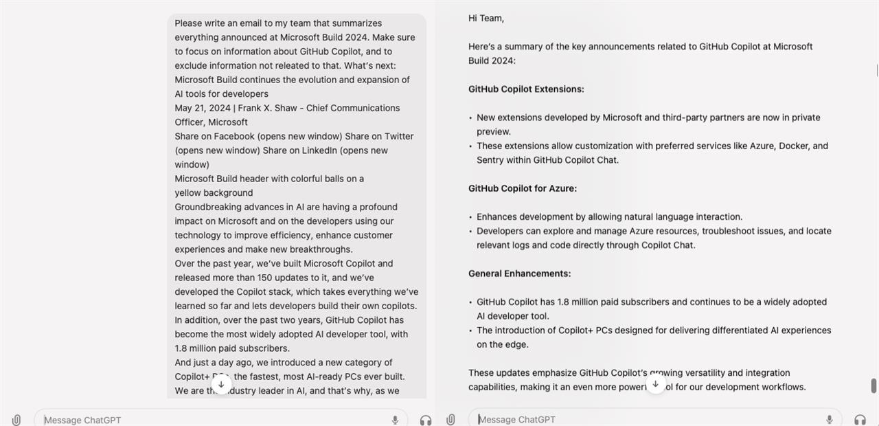 A ChatGPT authored email
