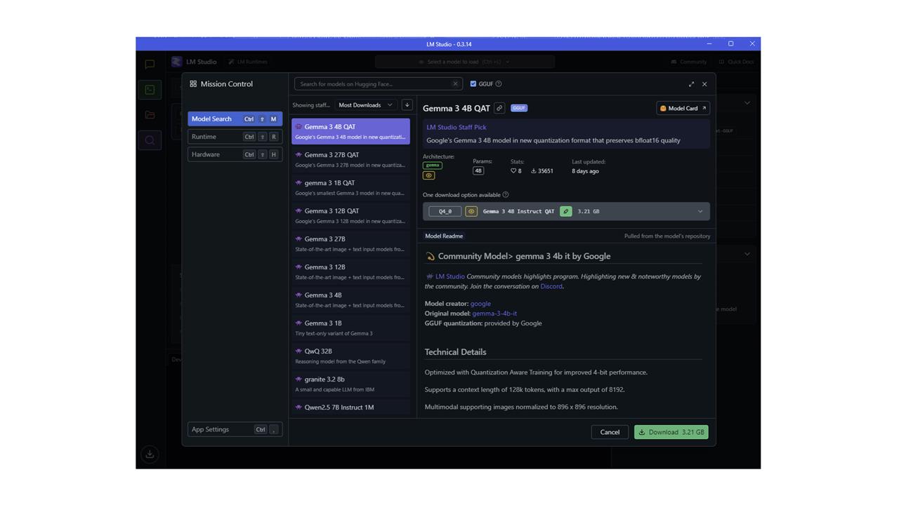 An LMStudio screen.  