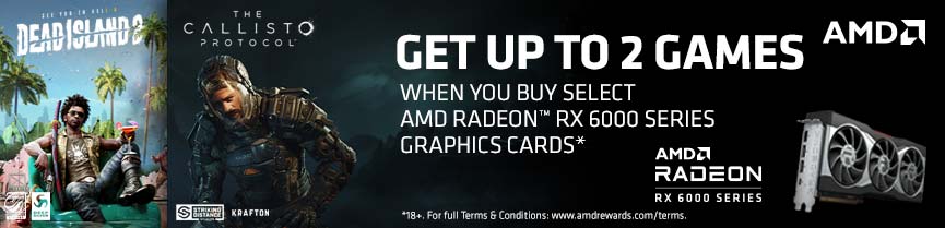 Get up to 2 Games when you buy select AMD Radeon RX 6000 Series graphics cards. Terms and conditions apply.