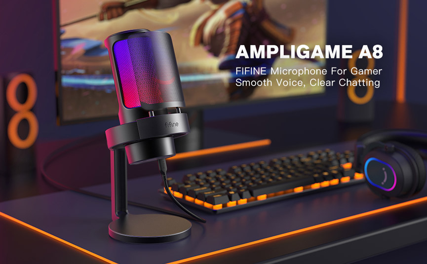 AMPLIGAME A8 - FIFINE Microphone For Gamer. Smooth Voice, Clear Chatting