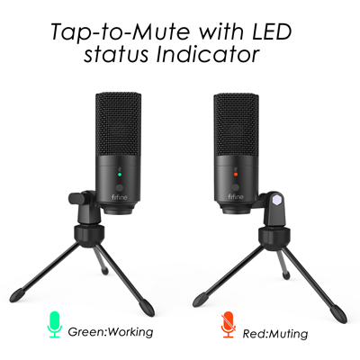 Tap-to-mute with LED status indicator