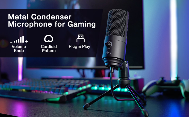 Metal condenser microphone for gaming