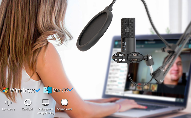 FIFINE Studio Microphone USB à Condensateur pour Ordinateur, Kit de Microphone  avec Bras de Ciseau Réglable Support de Suspension : : Instruments  de musique et Sono