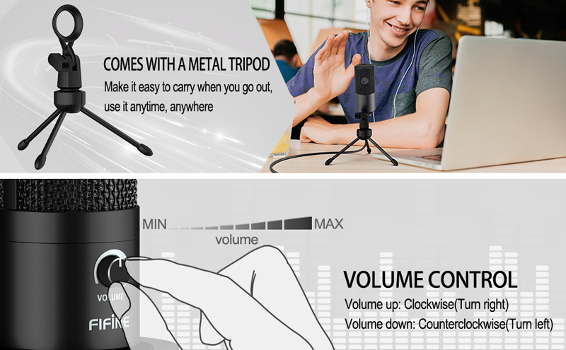 FIFINE Studio Microphone USB à Condensateur pour Ordinateur, Kit de Microphone  avec Bras de Ciseau Réglable Support de Suspension : : Instruments  de musique et Sono